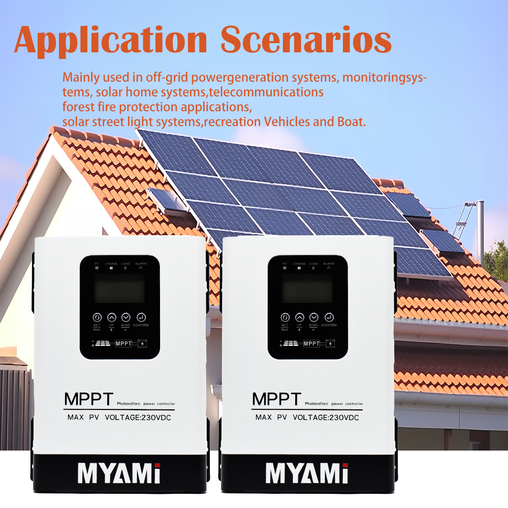 MYAMI 120A 60A 30A MPPT Solar Charge Controller 12V-96V 48V Max 230V PV Input High Efficiency Solar Charger for LiFePo4 Battery