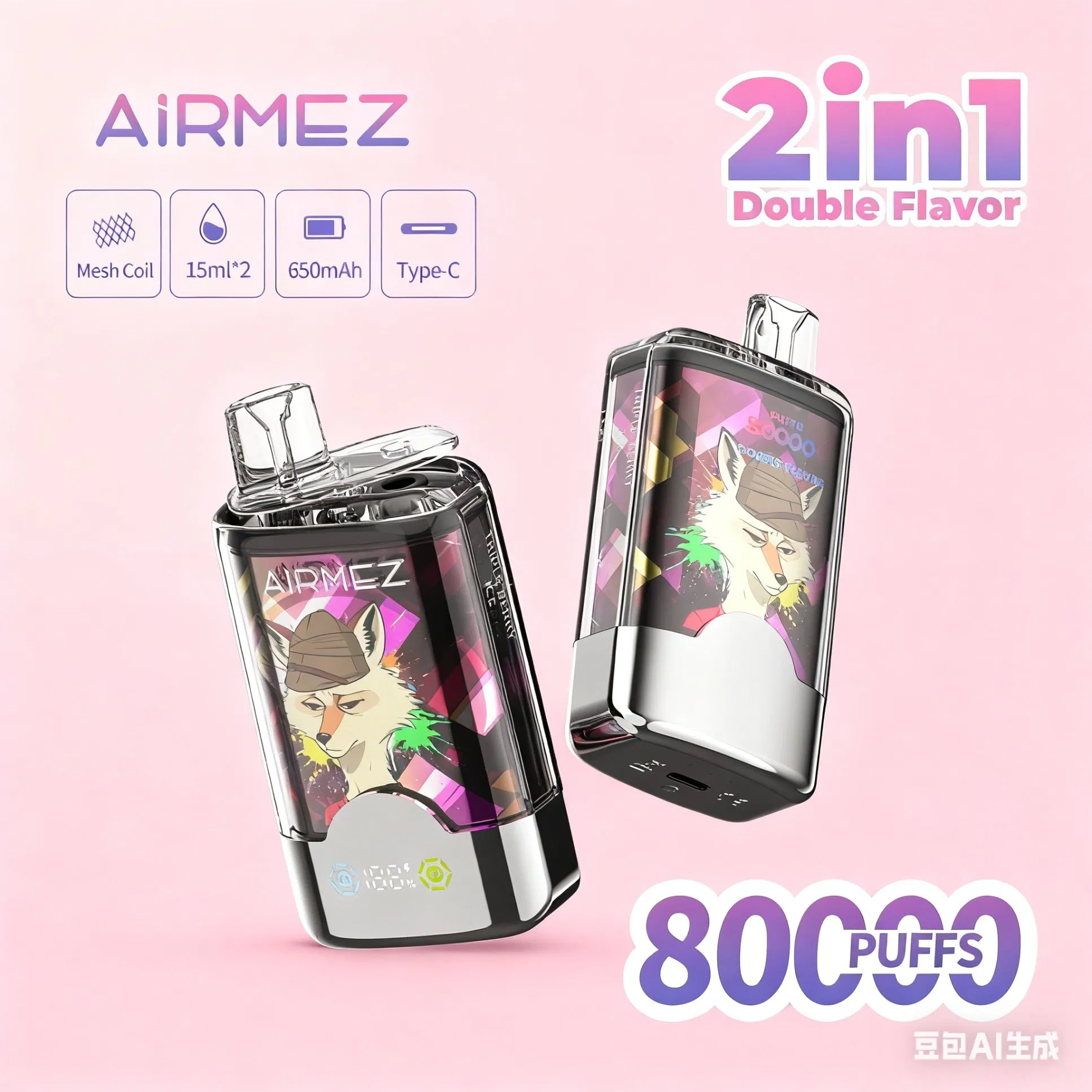 Airmez Fox 80K Puffs Disposable Vape Offers High Puff Count High Nicotine Concentration Touch Screen Controls Portable Battery Life and Long-Lastiasting Use
