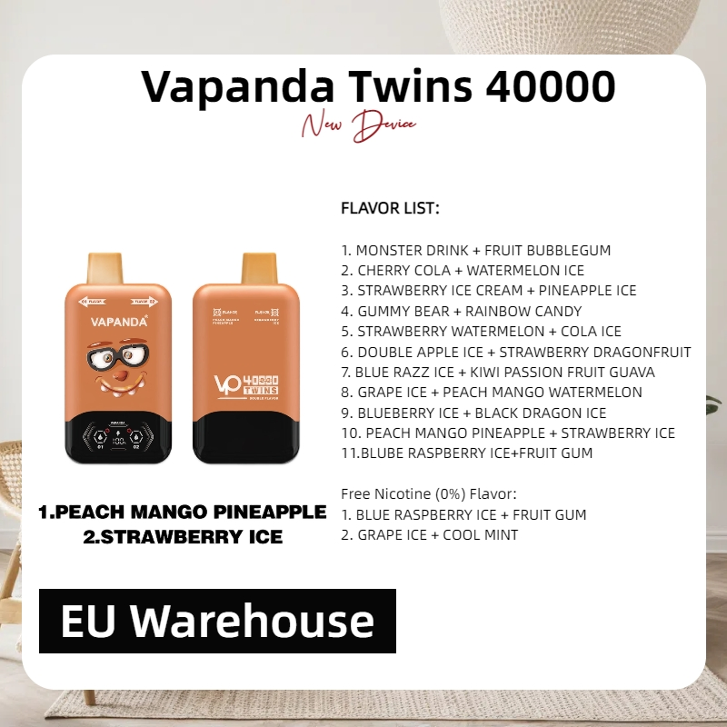 High-Capacity 40K 40000 Puffs Disposable Vape Pen Vapanda Twins Double Flavors CE/RoHS Certified Wholesale I Vape EU Warehouse Electronic Cigarette Vaper Shisha