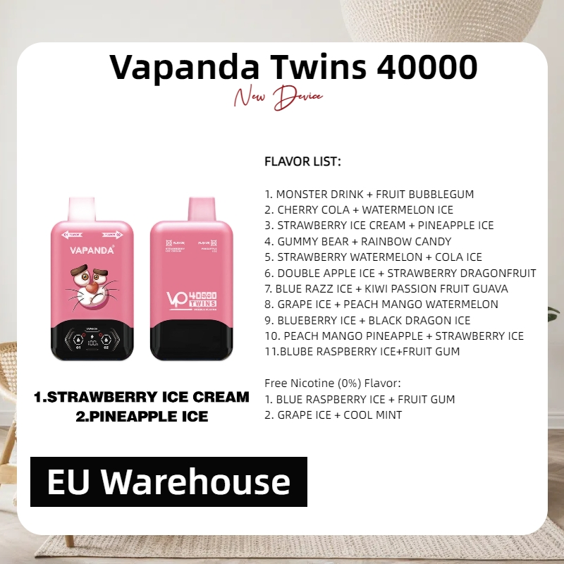 High-Capacity 40K 40000 Puffs Disposable Vape Pen Vapanda Twins Double Flavors CE/RoHS Certified Wholesale I Vape EU Warehouse Electronic Cigarette Vaper Shisha