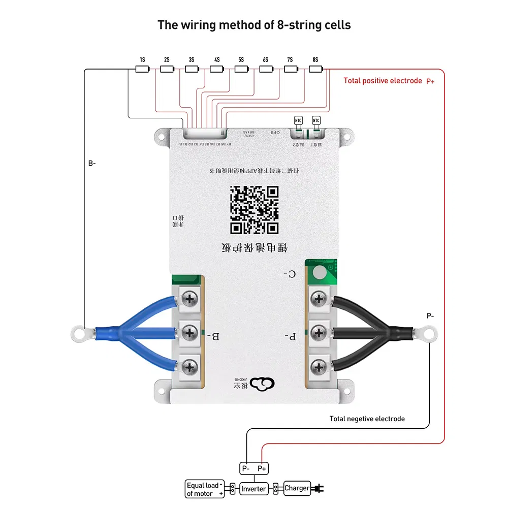 Jk-Bd6a8s10p Active Balance with Bt RS485 0.6A 100A 4-8s Li-ion Lithium LiFePO4 Lto Battery Management Systems Inverter BMS