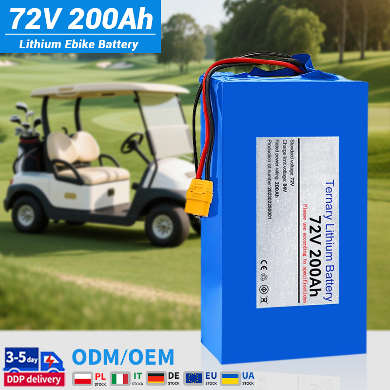 72 Volt Golf Cart Battery 200ah 100ah 72V 60V Grade a Lithium Ion LiFePO4 Battery Pack for Ebike Motorcycle RV Electric Vehicle