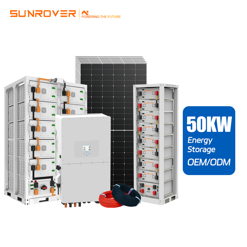 High Voltage 50kw Solar System 50000 Watt Commercial Solar System 50kw Deye Hybrid Solar Energy System with Lithium Battery