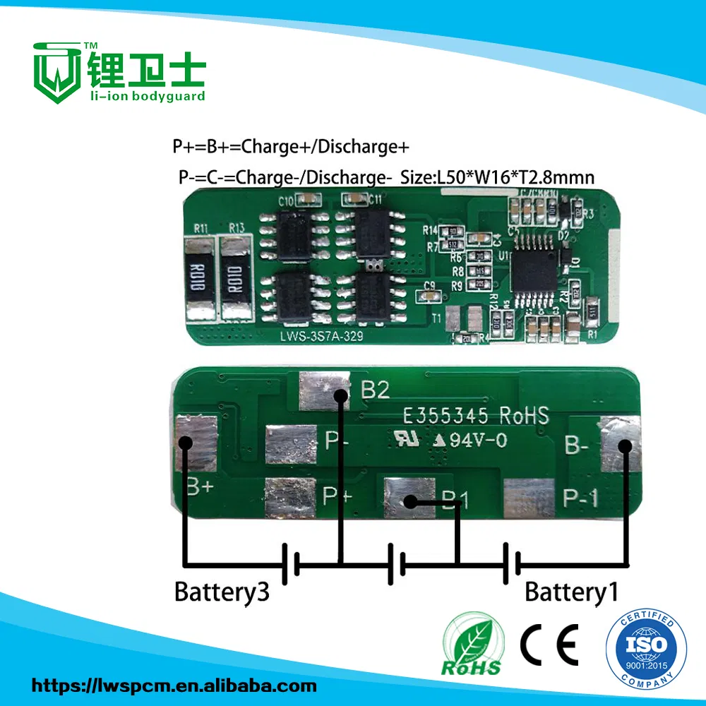 Lithium Ion/LiFePO4 Battery Packs Battery Management System BMS CE/RoHS 1s 10A LiFePO4 BMS
