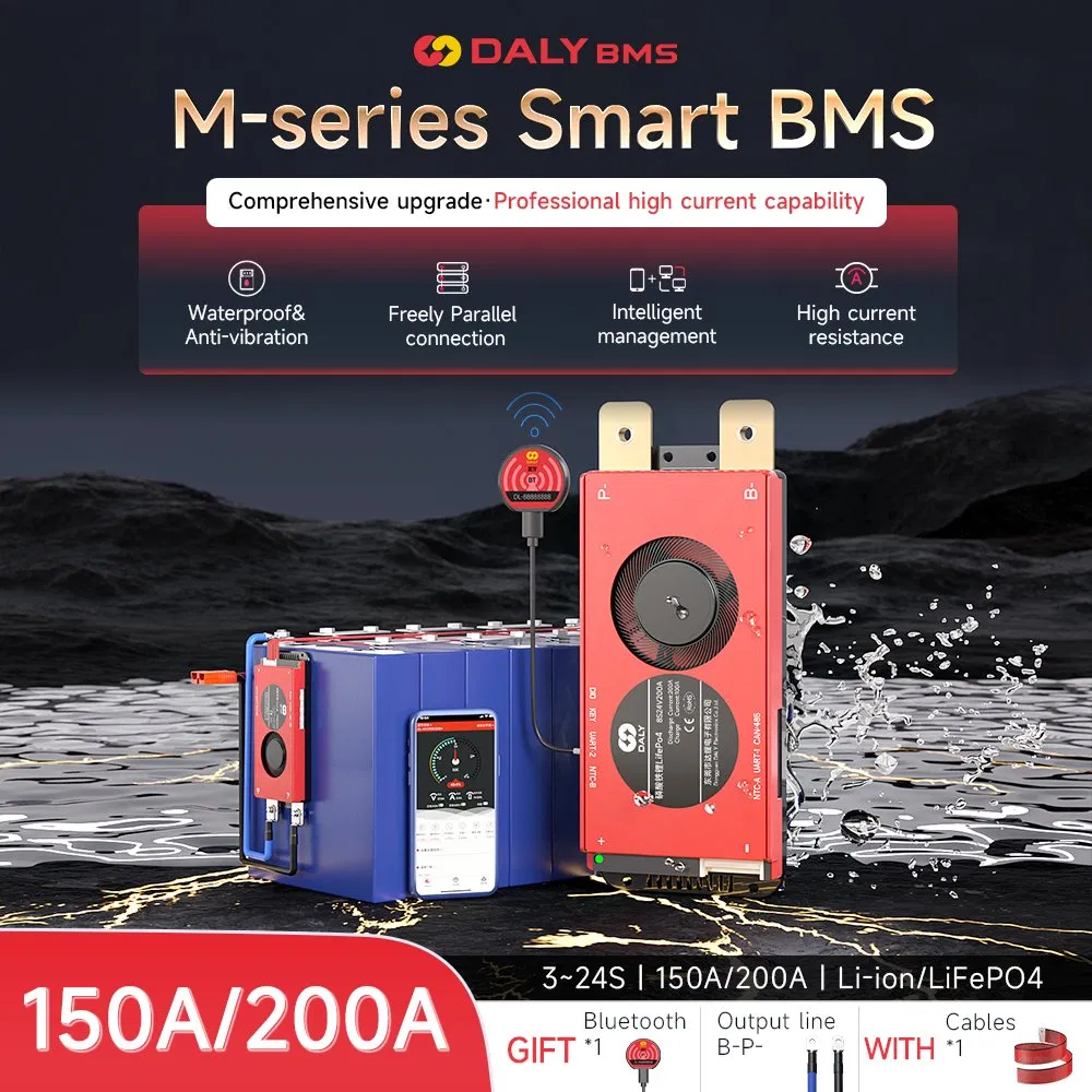Daly Smart M Type Lithium Battery Management System BMS 3s-24s 12V-72V 150A 200A for RV Energy Storage Forklift