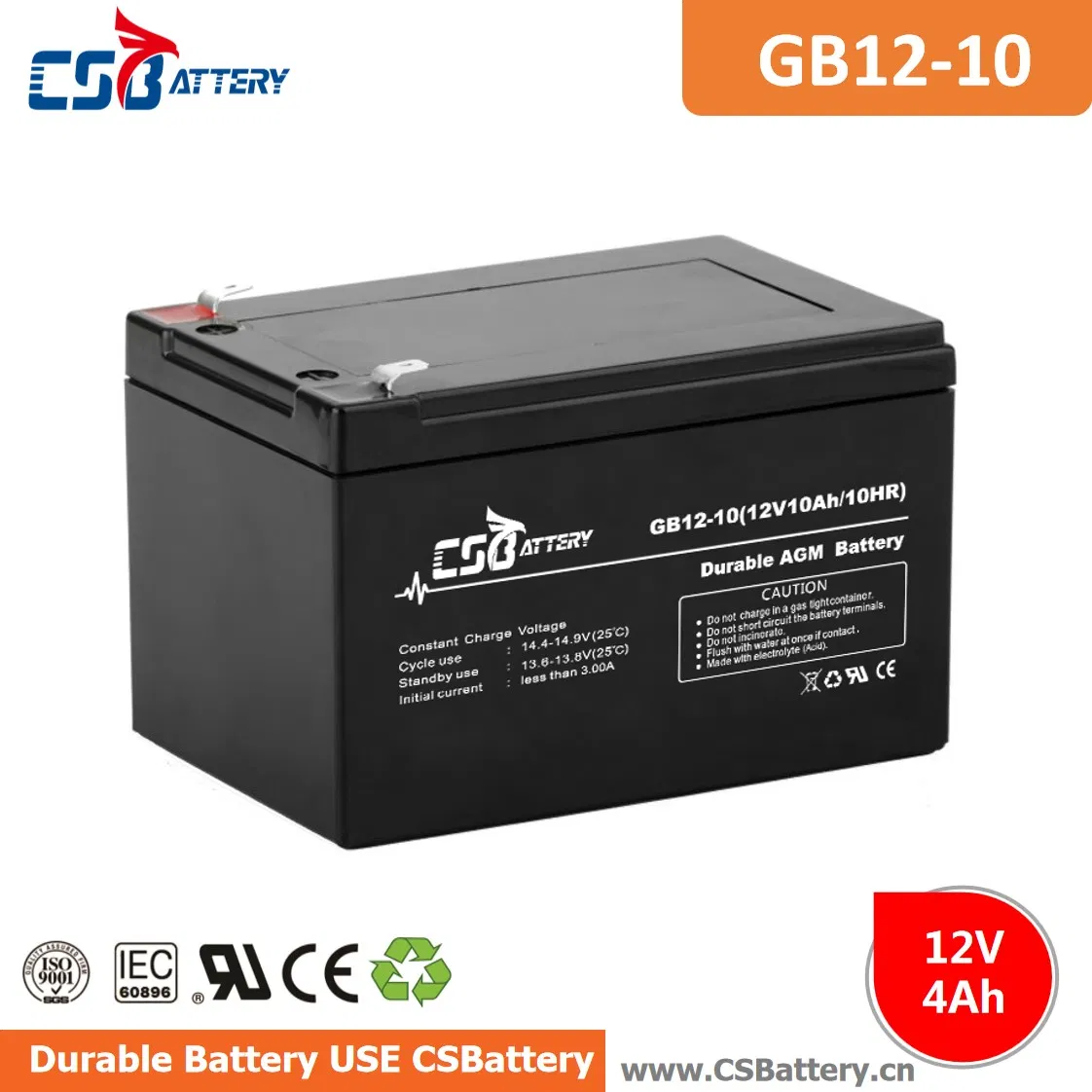 Csbattery 12V 9ah Free Maintenance AGM Battery for Power-Station/Fire/Security-System/Motor/UPS/Forklift/AAA