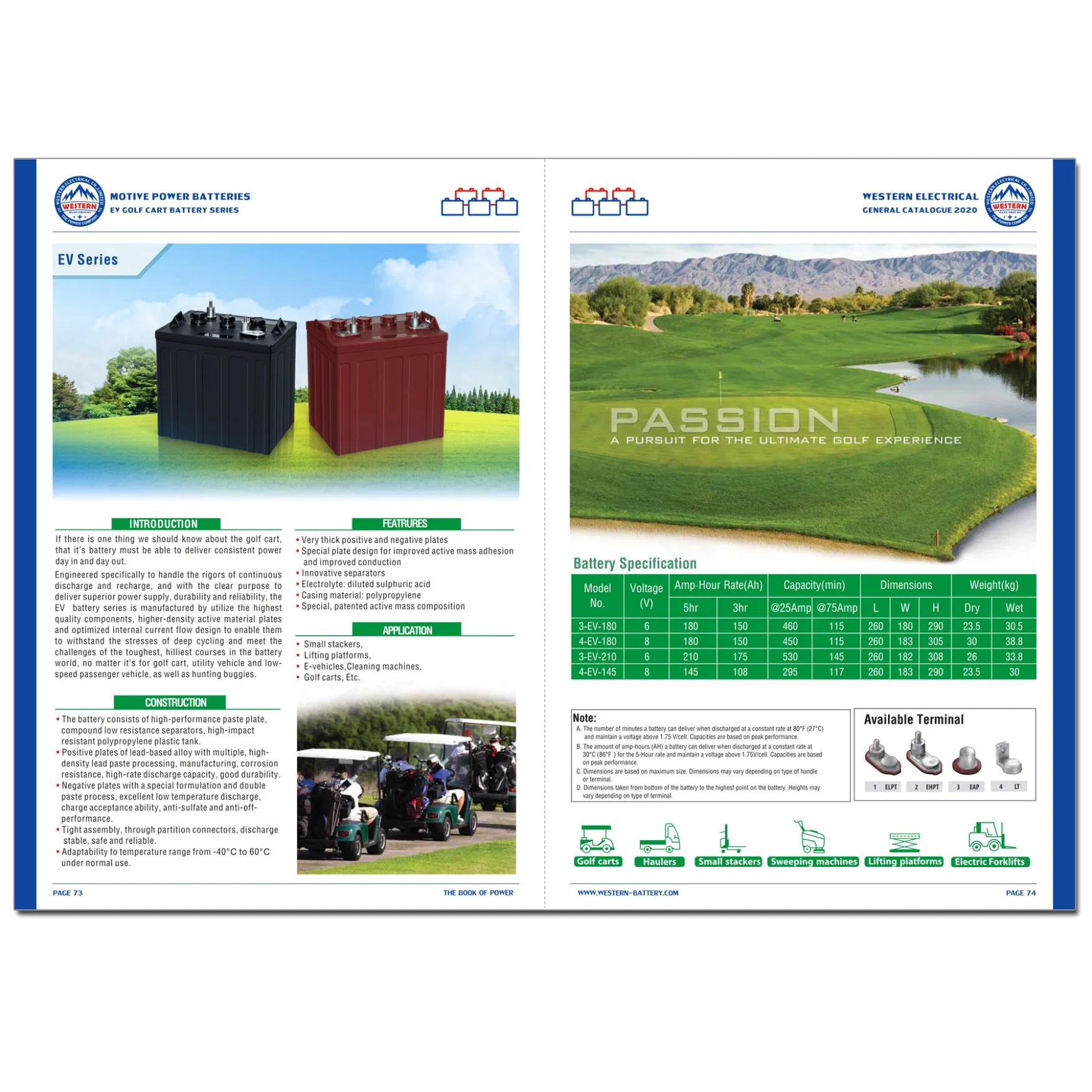 3-EV-180 6V AGM Deep-Cycle Golf Cart/Golf-Car's Battery Trojan Type Factory Price 180ah