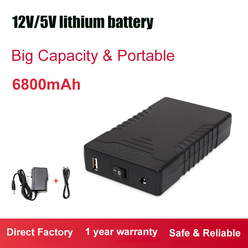 Cns Factory Price 12V DC 5V USB Output 6800mAh Li Ion Lithium Battery Pack for Speaker, Air Conditioning Suit, Backup Power Supply with 5521 Cable and Charger