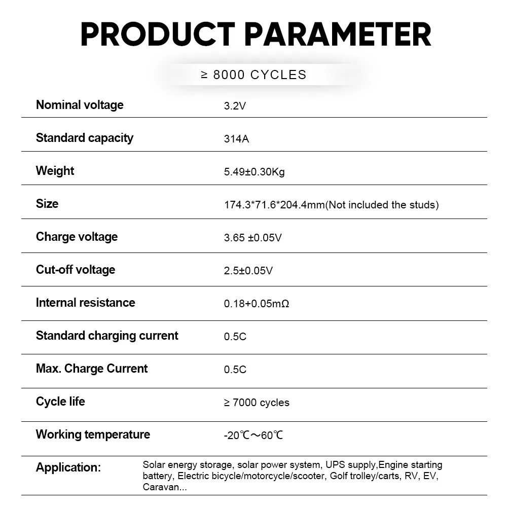 Catl 3.2V 314ah LiFePO4 Cell UL1973 Certified for Heavy-Duty Vehicles &amp; Energy Storage Systems
