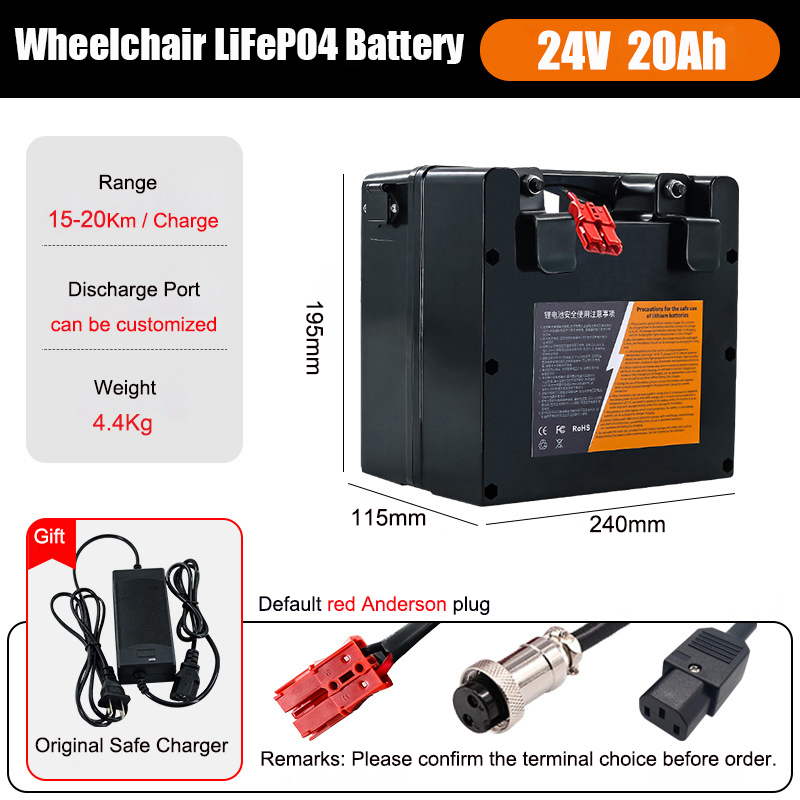 Cns 3000 Cycles Safe LiFePO4 Cell 24V 20ah E Wheelchair Lithium Battery Pack