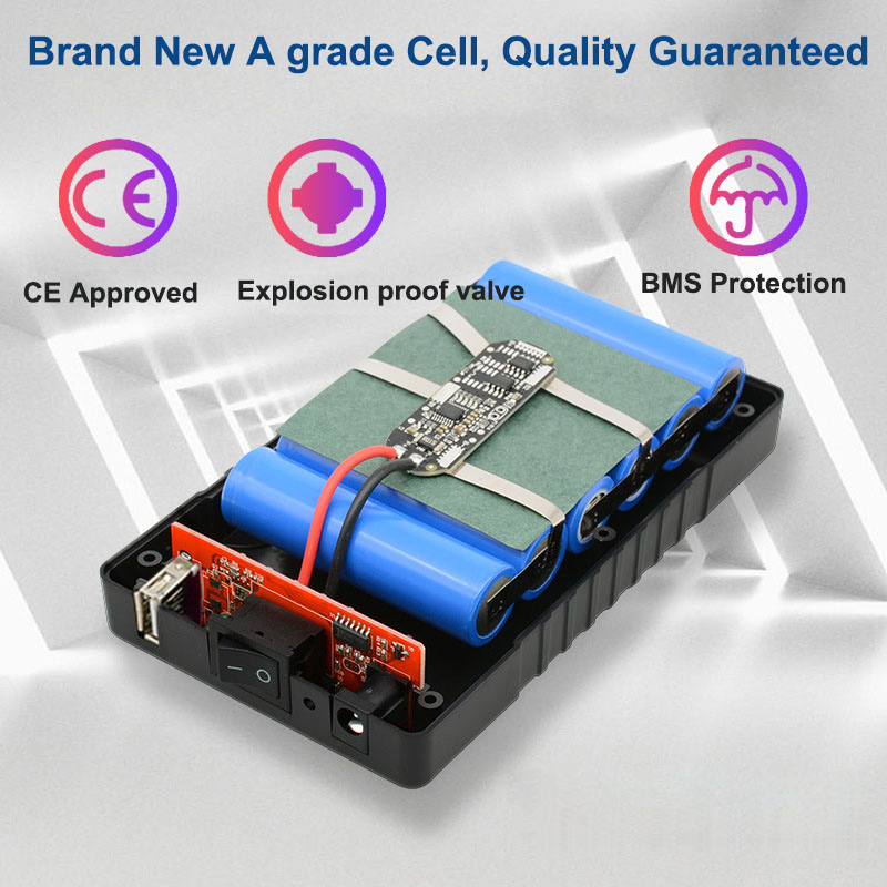 Cns Wholesale Price Large Capacity 6800mAh Portable Backup Mobile Power Supply 12V Lithium Battery Pack with 5V USB Output, 5521 Adapter Cable and Charger
