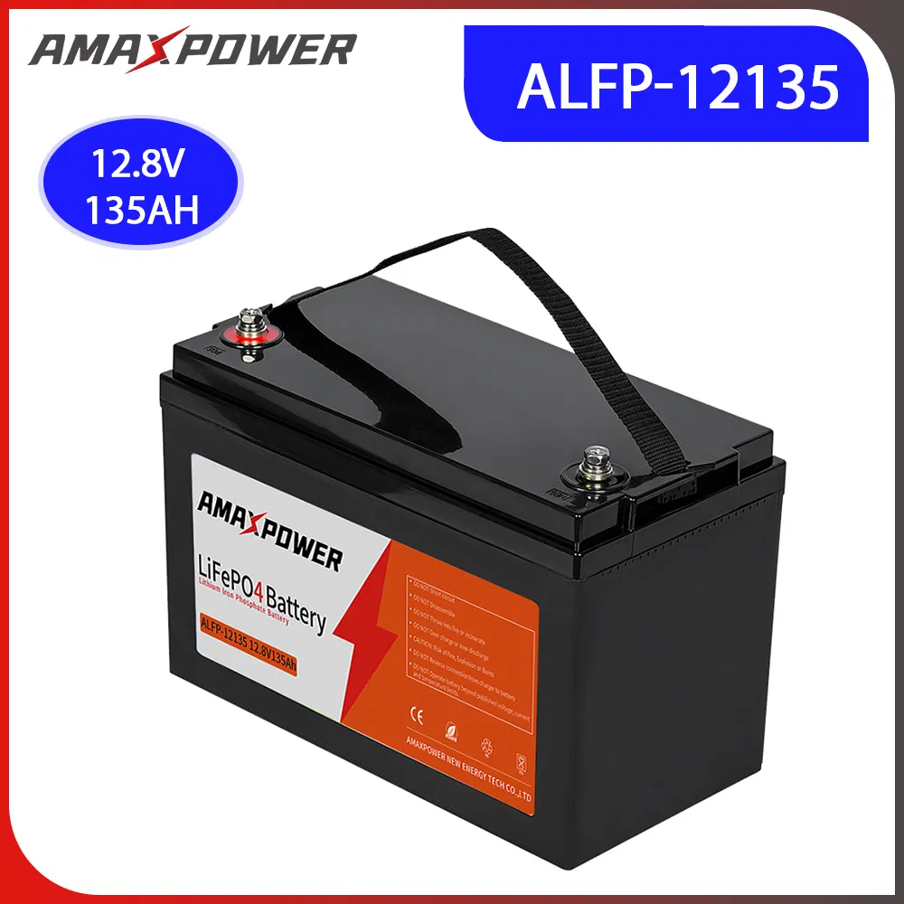 Amaxpower Maintenance Free 12V 135ah Rechargeable Sustainable Solar Energy Storage UPS LiFePO4 Lithium Battery for Telecom/Low-Speed Vehicles/Forklifts
