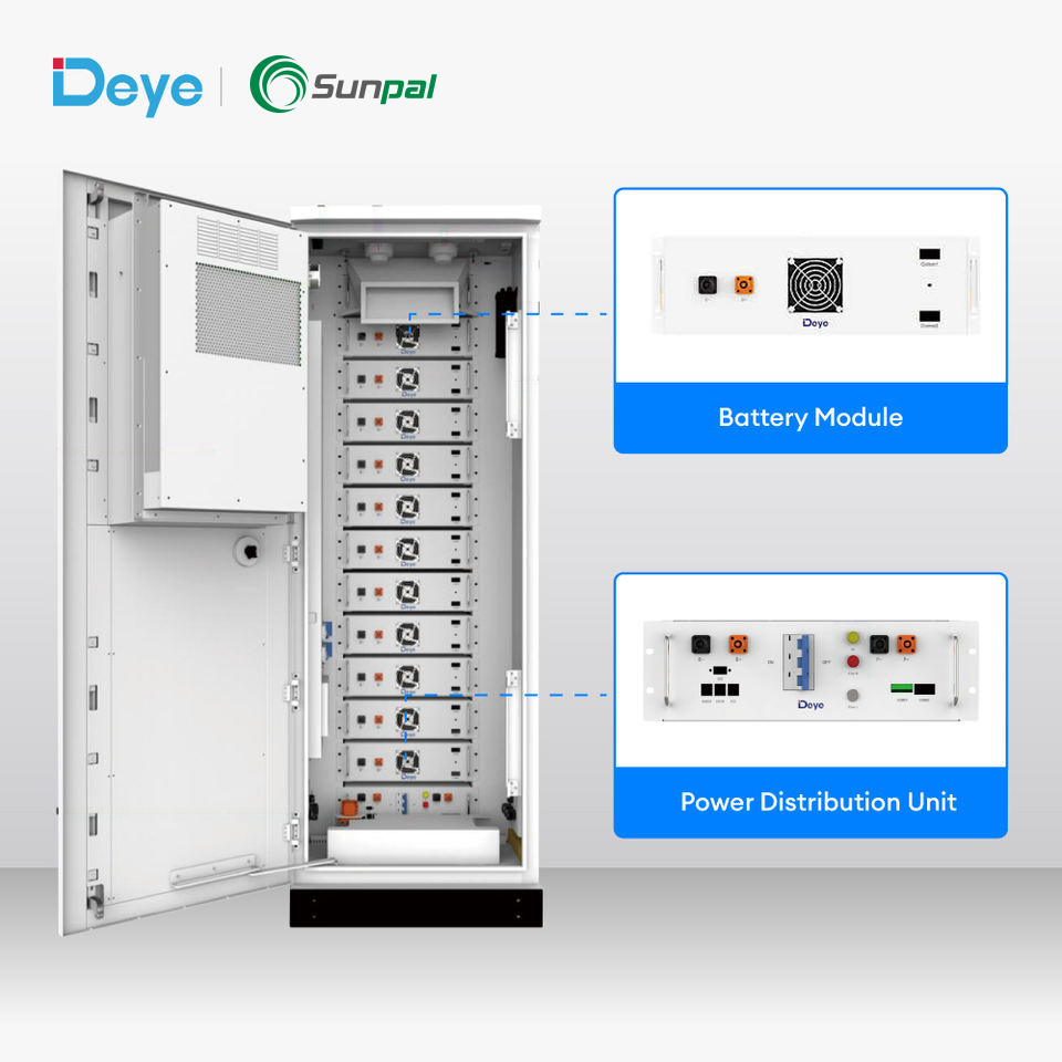 Deye High Voltage Solar Battery Lithium Cabinet 60kW 70 kWh 100kWh 120kWh Storage Battery Industry Solar System