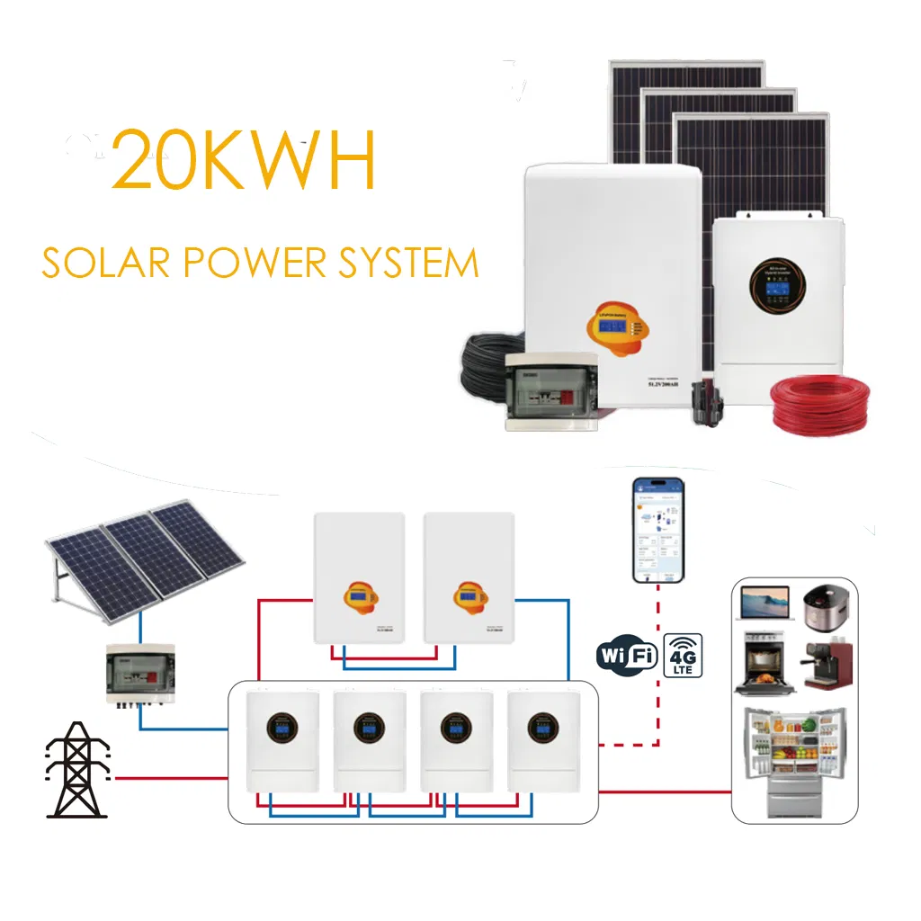 20kw Complete Residential Solar Panel System Solar LiFePO4 Lithium Battery Storage Power System Solar Energy System