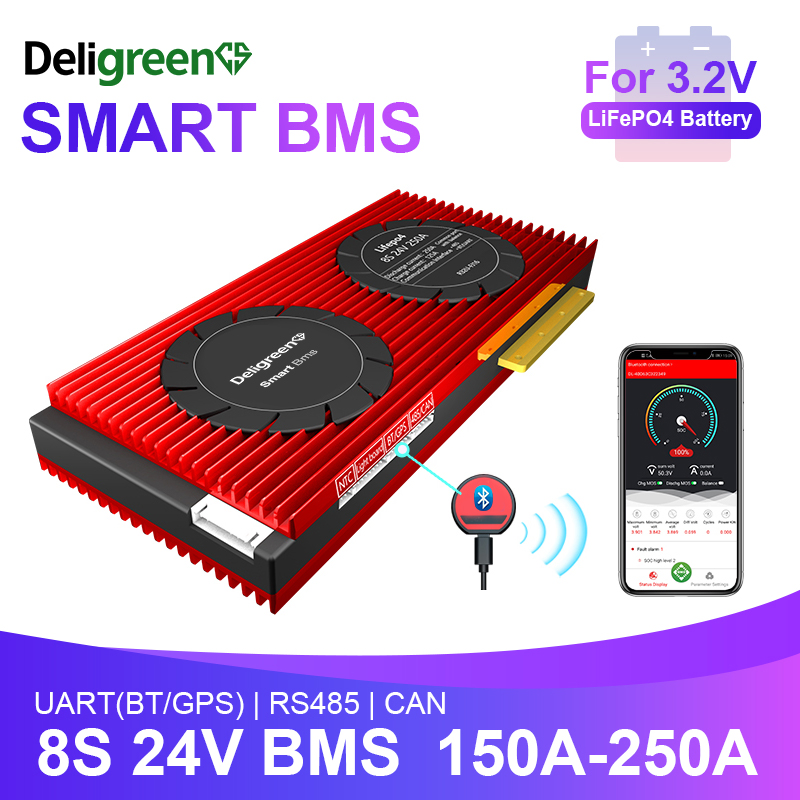 EU Warehouse Smart BMS Lithium Battery4s 8s 16s 48V 200A Uart Battery Management Systems for LiFePO4 4s 8s 16s 200A 250A Smart BMS