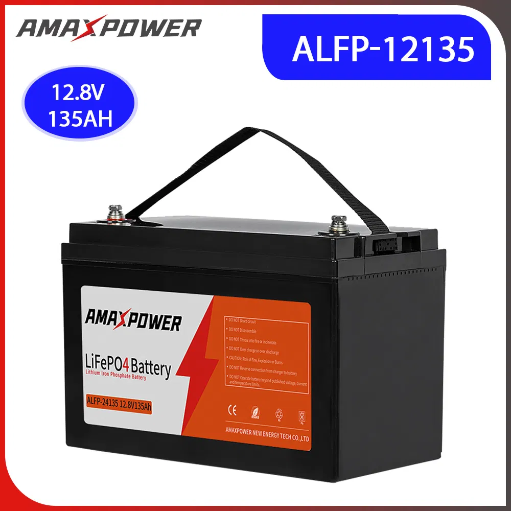 Amaxpower Maintenance Free 12V 135ah Rechargeable Sustainable Solar Energy Storage UPS LiFePO4 Lithium Battery for Telecom/Low-Speed Vehicles/Forklifts
