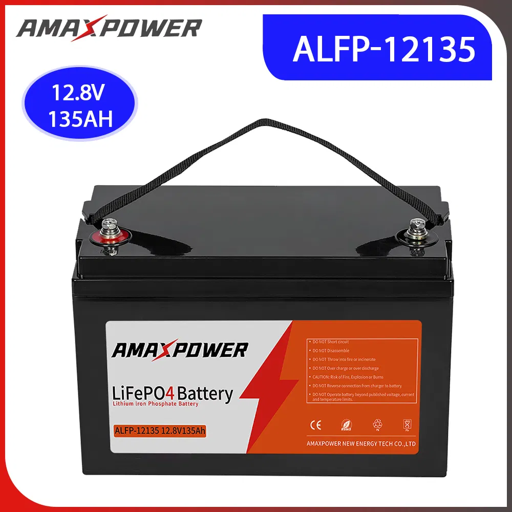 Amaxpower Maintenance Free 12V 135ah Rechargeable Sustainable Solar Energy Storage UPS LiFePO4 Lithium Battery for Telecom/Low-Speed Vehicles/Forklifts