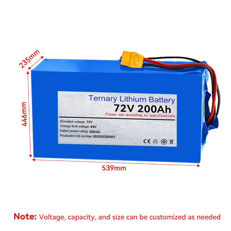 72 Volt Golf Cart Battery 200ah 100ah 72V 60V Grade a Lithium Ion LiFePO4 Battery Pack for Ebike Motorcycle RV Electric Vehicle