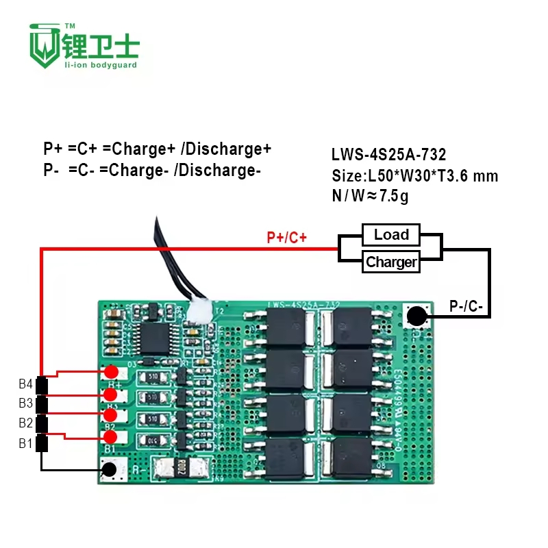 Lws Lithium BMS 3s 4s 25A Battery Management System Protection Board BMS 4s 100A BMS LiFePO4