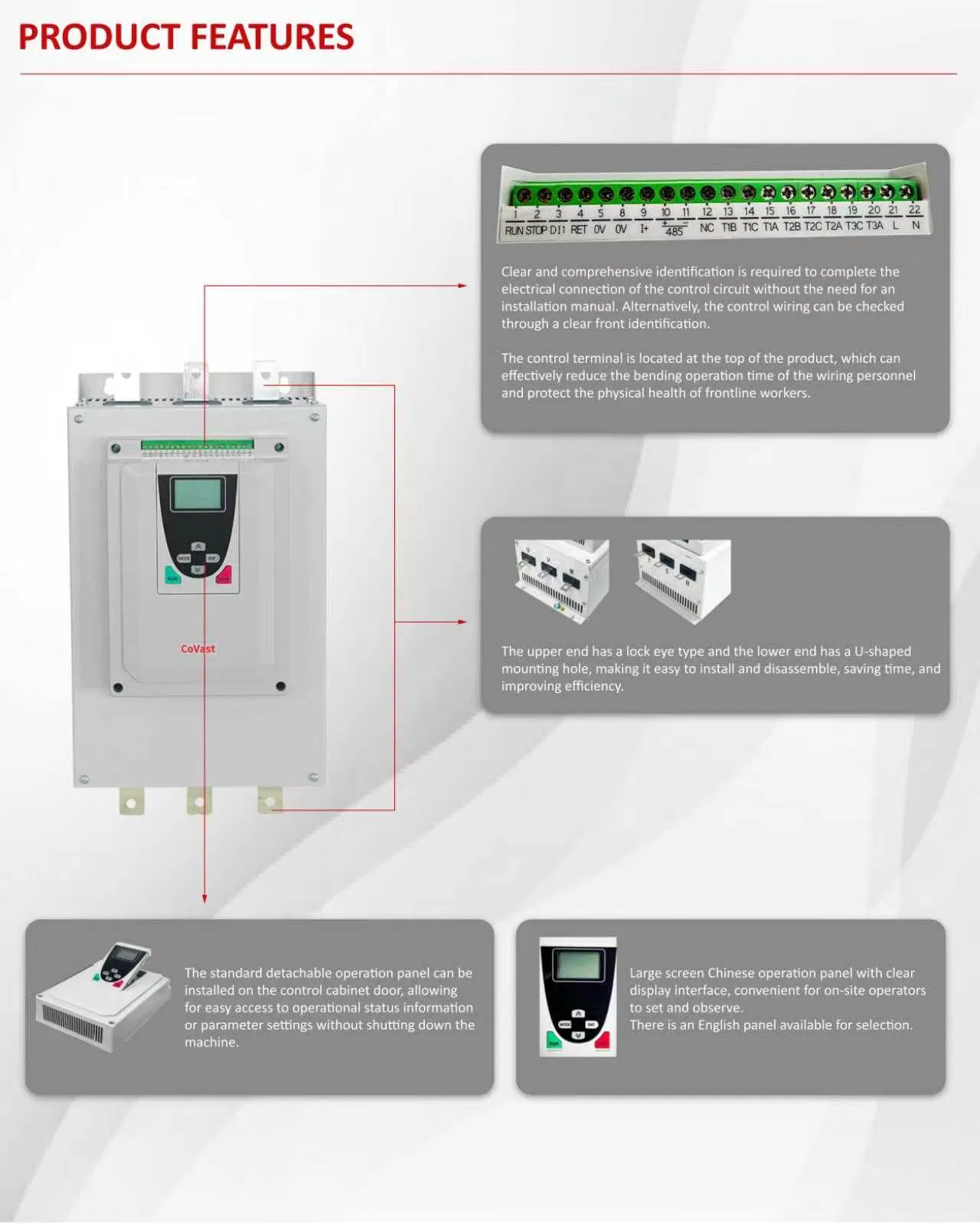 Arrancador de motor de CA inteligente en línea CSE-T3-160-I 5.5kw-320kw arrancador suave con 24 mes gratis de servicio postventa