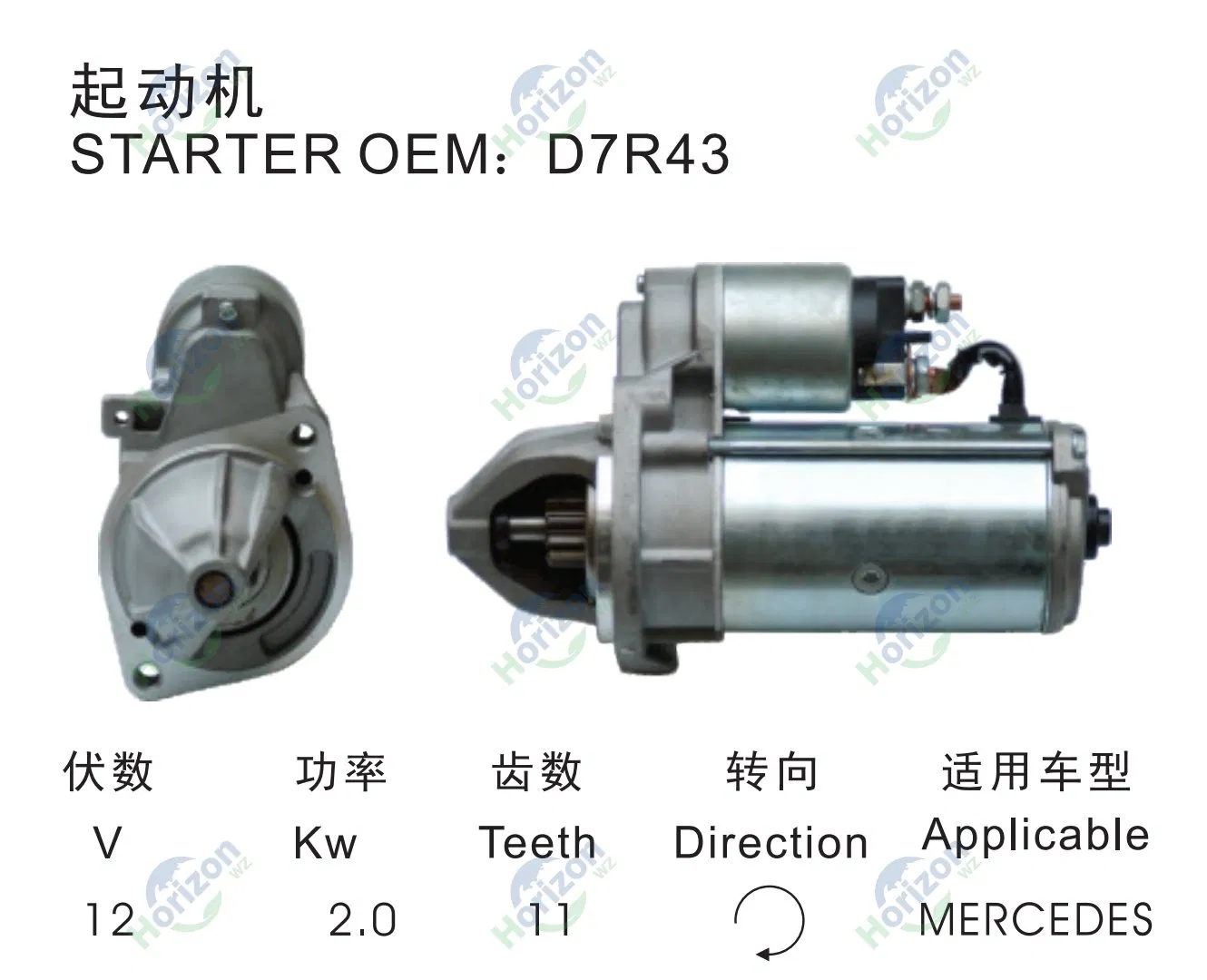 Motor de arranque de larga duración para compradores profesionales de piezas de automóviles D7r43 M9t80472