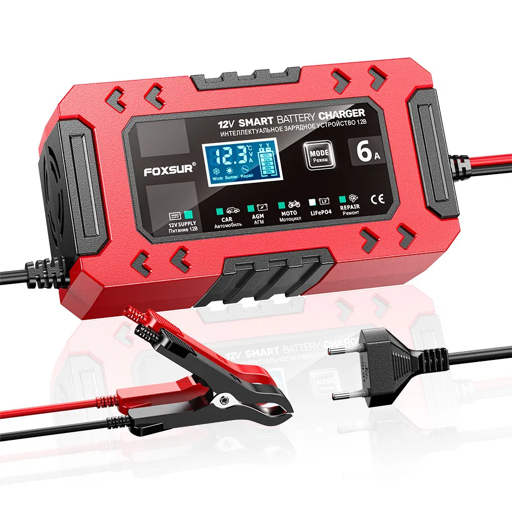 12V 6A Cargador de Batería Inteligente: Batería AGM Start Stop con Apagado Automático al Cargar Completo; 10-Stage Cargador de Batería de Plomo Ácido