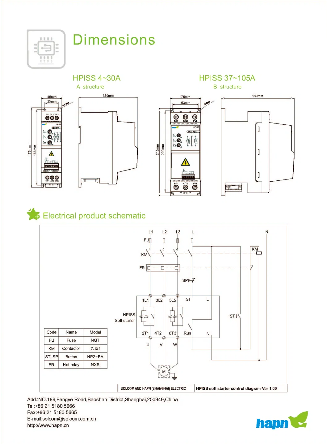 Controlador de Motor Miniatura Arrancador Digital Suave 380V 3phase