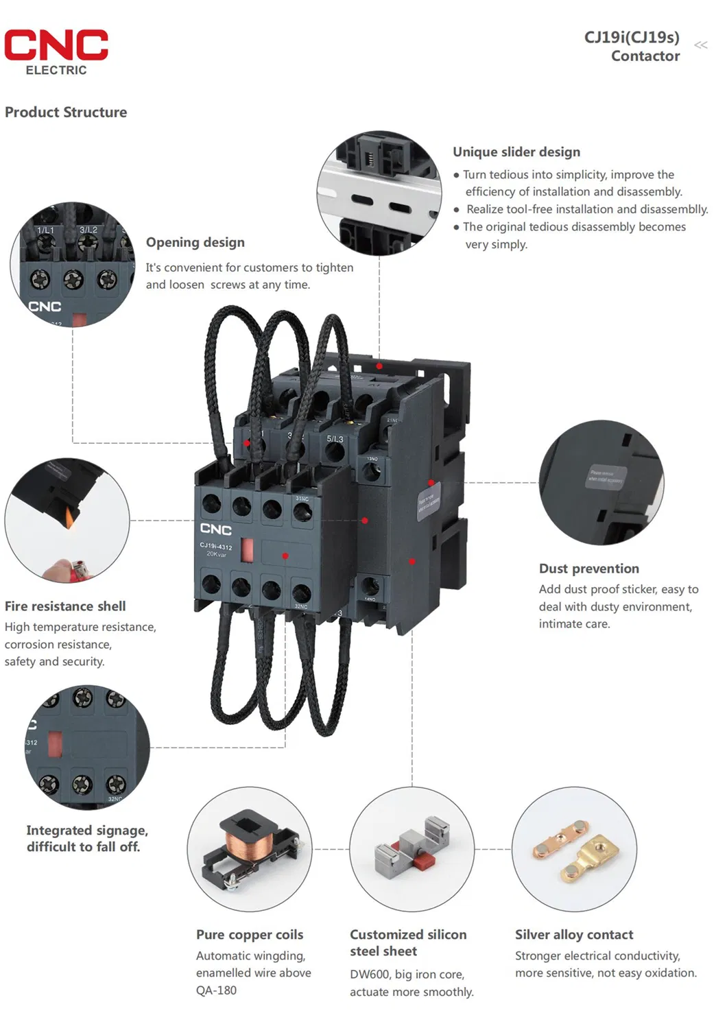 Fábrica de Baja Tensión 3 o 4 Tipos de Contactores Eléctricos - Dimensiones