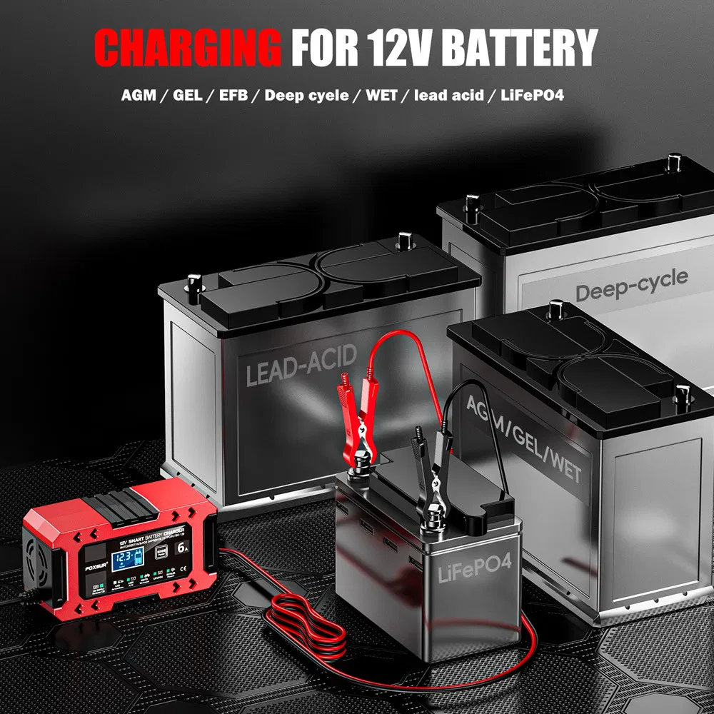 12V 6A Cargador de Batería Inteligente: Batería AGM Start Stop con Apagado Automático al Cargar Completo; 10-Stage Cargador de Batería de Plomo Ácido