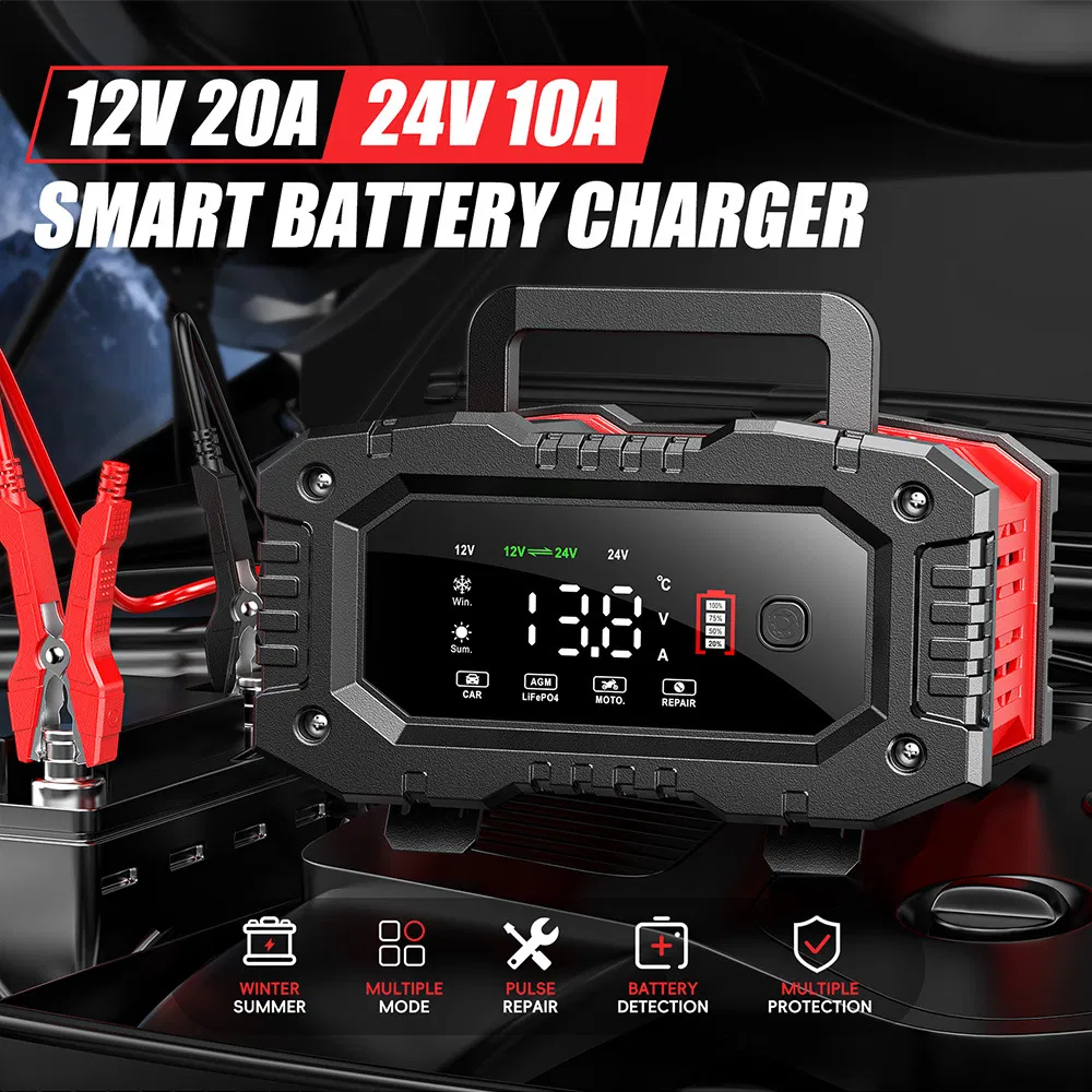 20A 12V/24V Handheld 300W High-Power Portable Motorcycle and Car Battery Charger