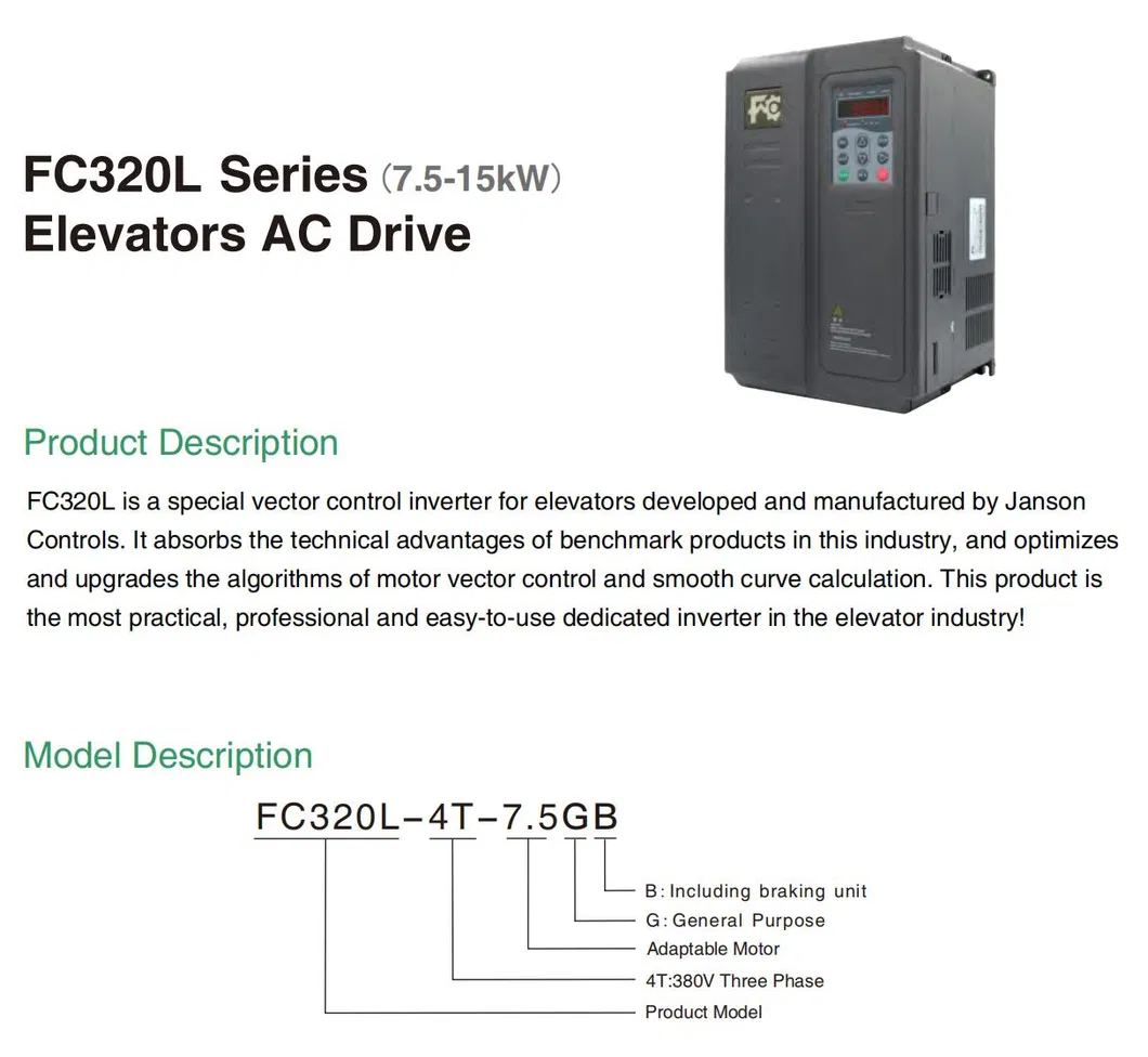 Variador de Frecuencia de Alta Fiabilidad VSD 7.5kw / Inversor de Frecuencia de CA para Ascensor