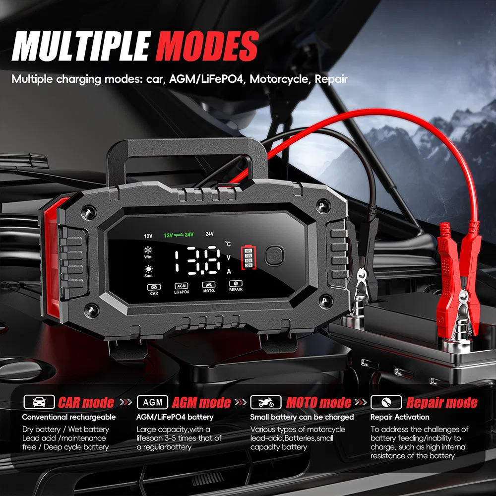20A 12V/24V Handheld 300W High-Power Portable Motorcycle and Car Battery Charger
