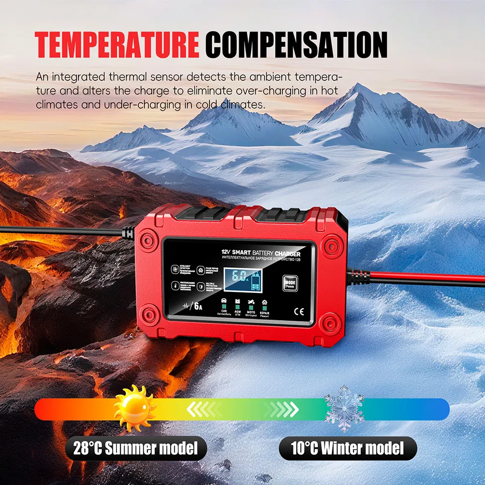 12V 6A Cargador de Batería Inteligente: Batería AGM Start Stop con Apagado Automático al Cargar Completo; 10-Stage Cargador de Batería de Plomo Ácido