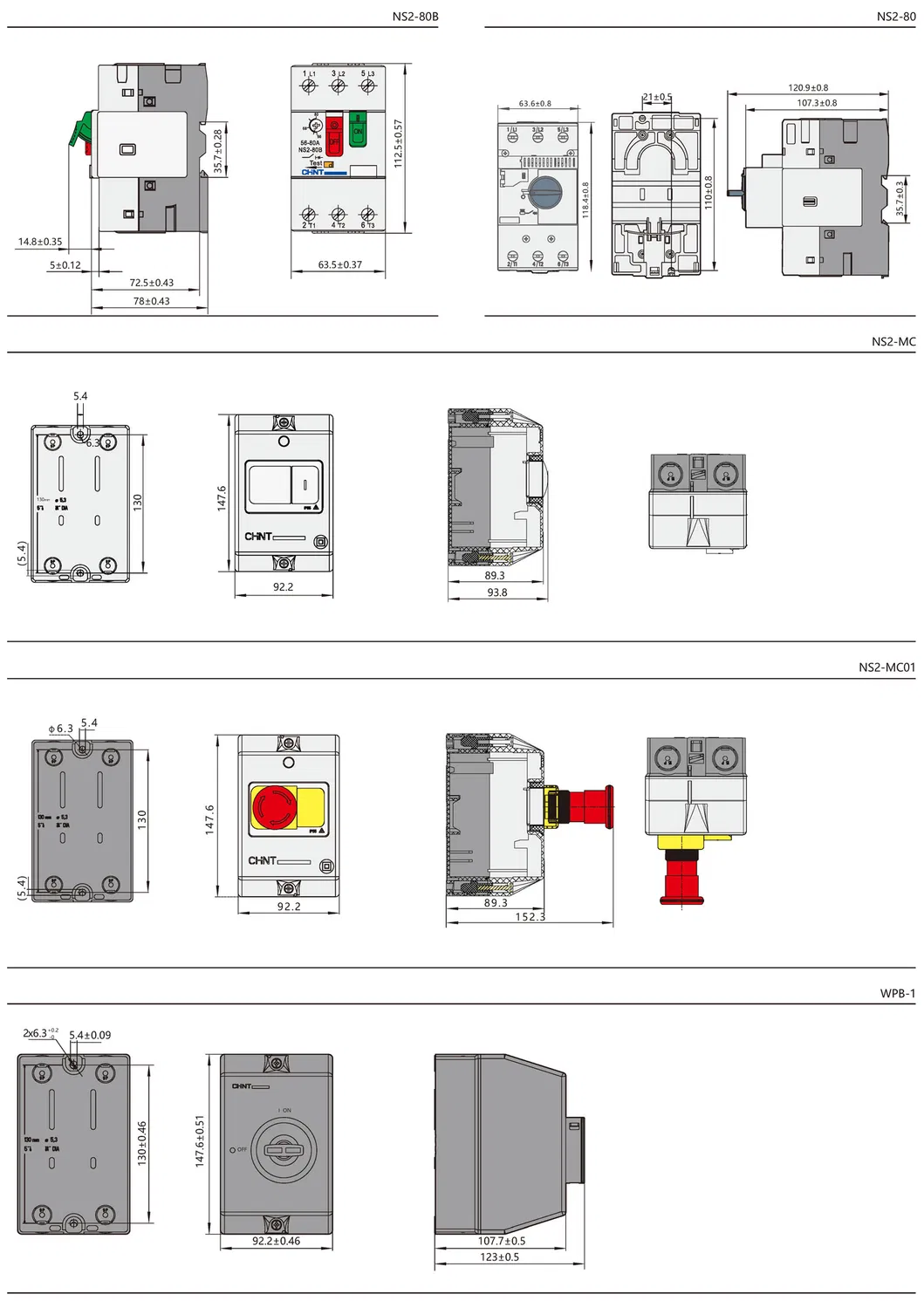 Interruptor de Circuito de Protección de Motor Original Ns2-25 Ns2-32 Ns2-25X Ns2-32X Ns2-80 Ns2-80b Guardamotor Arrancador Manual