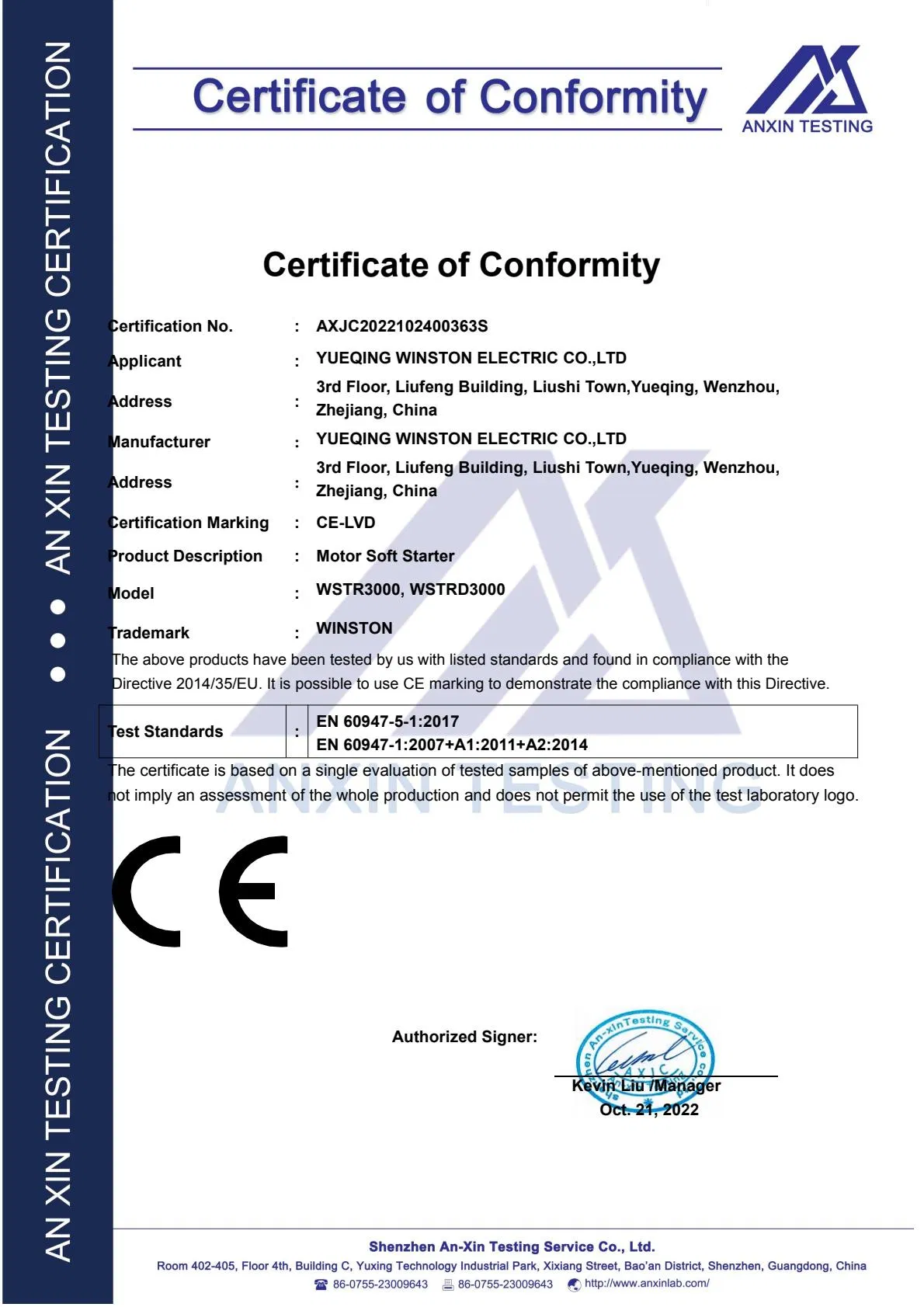 Certificación arrancador suave