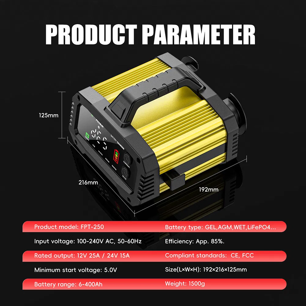 25A 12V/24V Arrancador de batería portátil para automóviles y cargador de batería para motocicletas