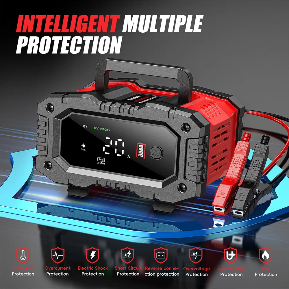 20A 12V/24V Handheld 300W High-Power Portable Motorcycle and Car Battery Charger