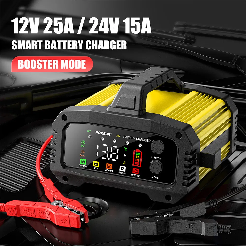 25A 12V/24V Arrancador de batería portátil para automóviles y cargador de batería para motocicletas