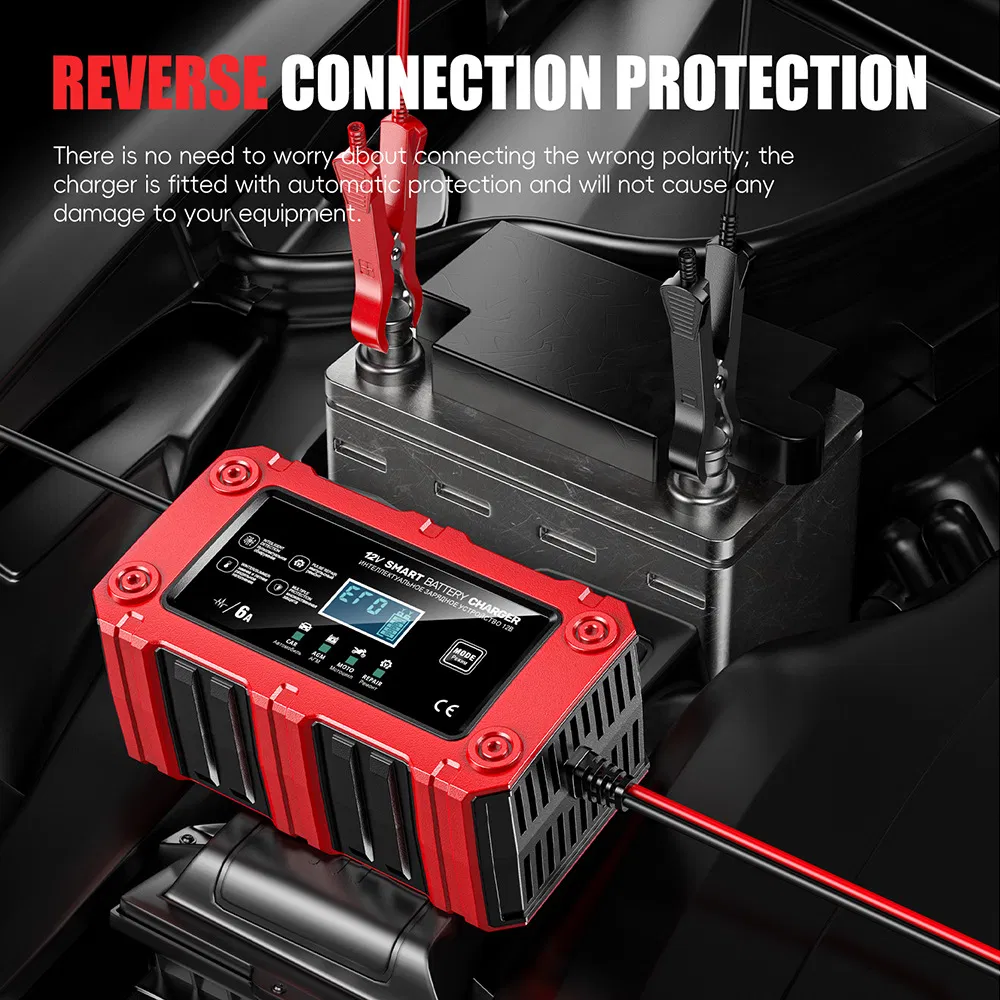 12V 6A Cargador de Batería Inteligente: Batería AGM Start Stop con Apagado Automático al Cargar Completo; 10-Stage Cargador de Batería de Plomo Ácido