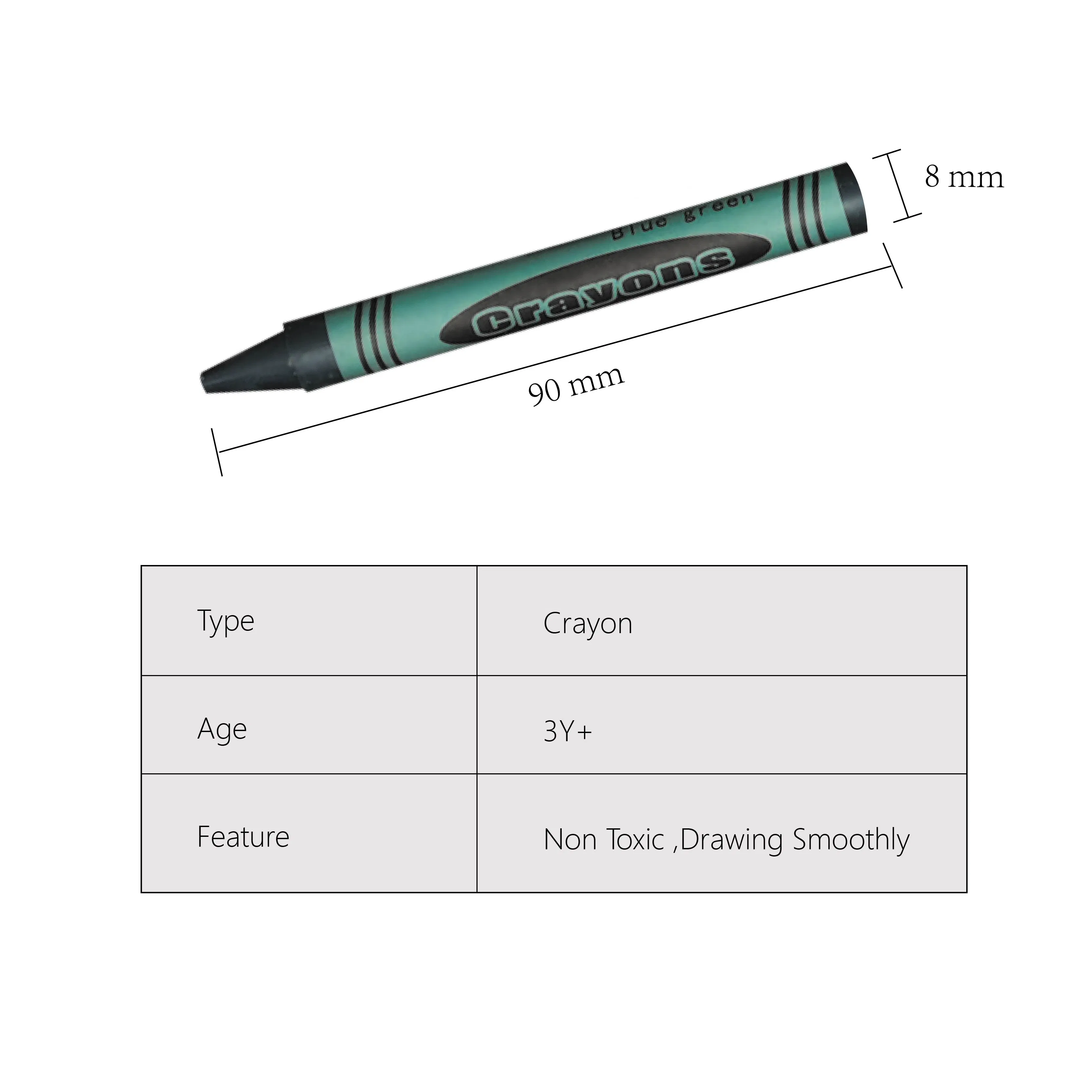 High Quality 8 Colors Non Toxic Portable Wax Crayons for School Students