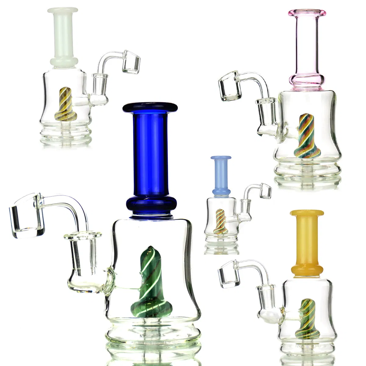 Us Color Swirl Donut Handle Bowl 14m Glass Smoking Pipe Lighter Vaporizer