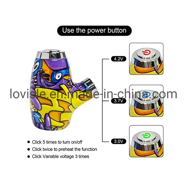 Pipe Battery 900mAh Variable 3.3V-4.8V Adjustable Voltage Temperature Universable 510 Thread