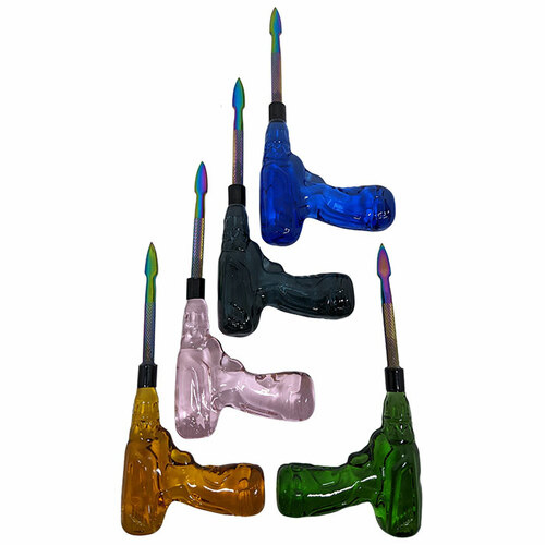 5" Stainless Steel Assorted Color Raygun Dabber Glass Smoking Pipe Lighter Vaporizer