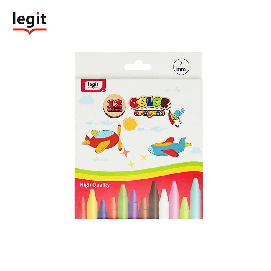 12 Vibrant Colors Crayon Non Toxic Portable Wax Crayons for Children