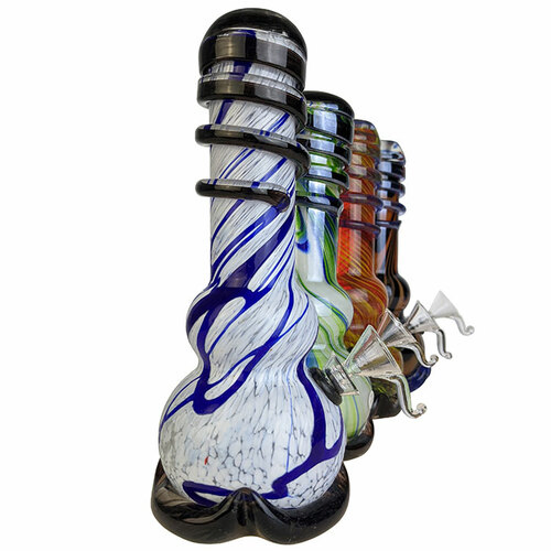 8" Wave Base Twisted Tip Soft Glass Water Pipe Funnel Slider Vaporizer