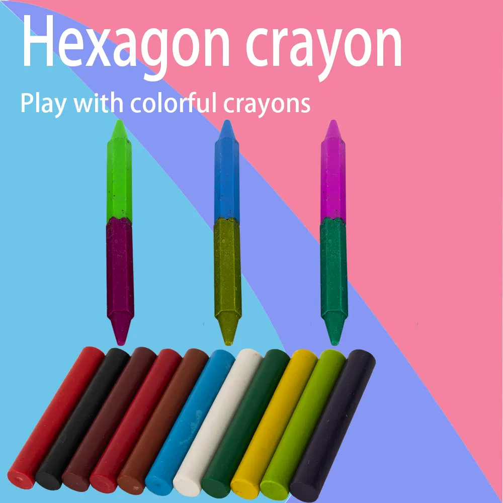 Non-Toxic Preschool-Use Hexagonal Crayon 4CT Hexagon Shape Crayon for Student