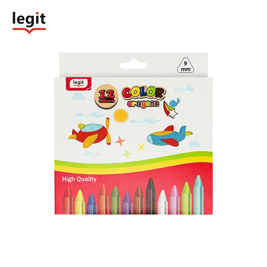 12 Colors Non Toxic Smooth Triangle Wax Crayon for Kids