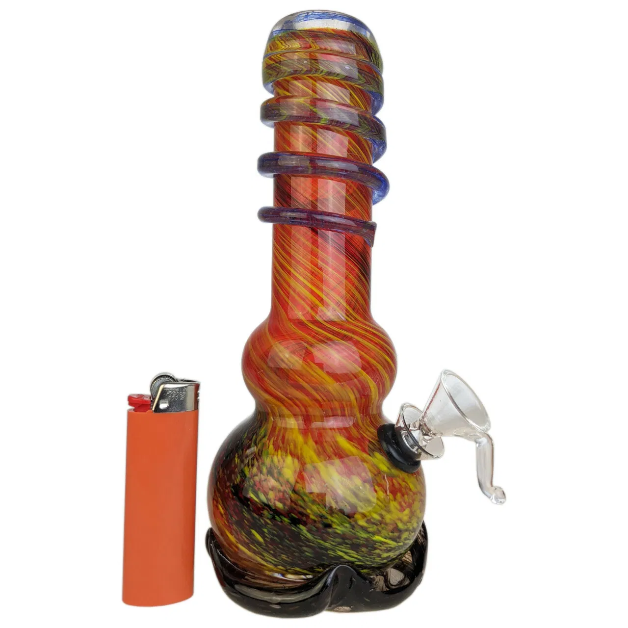 8" Wave Base Twisted Tip Soft Glass Water Pipe Funnel Slider Vaporizer