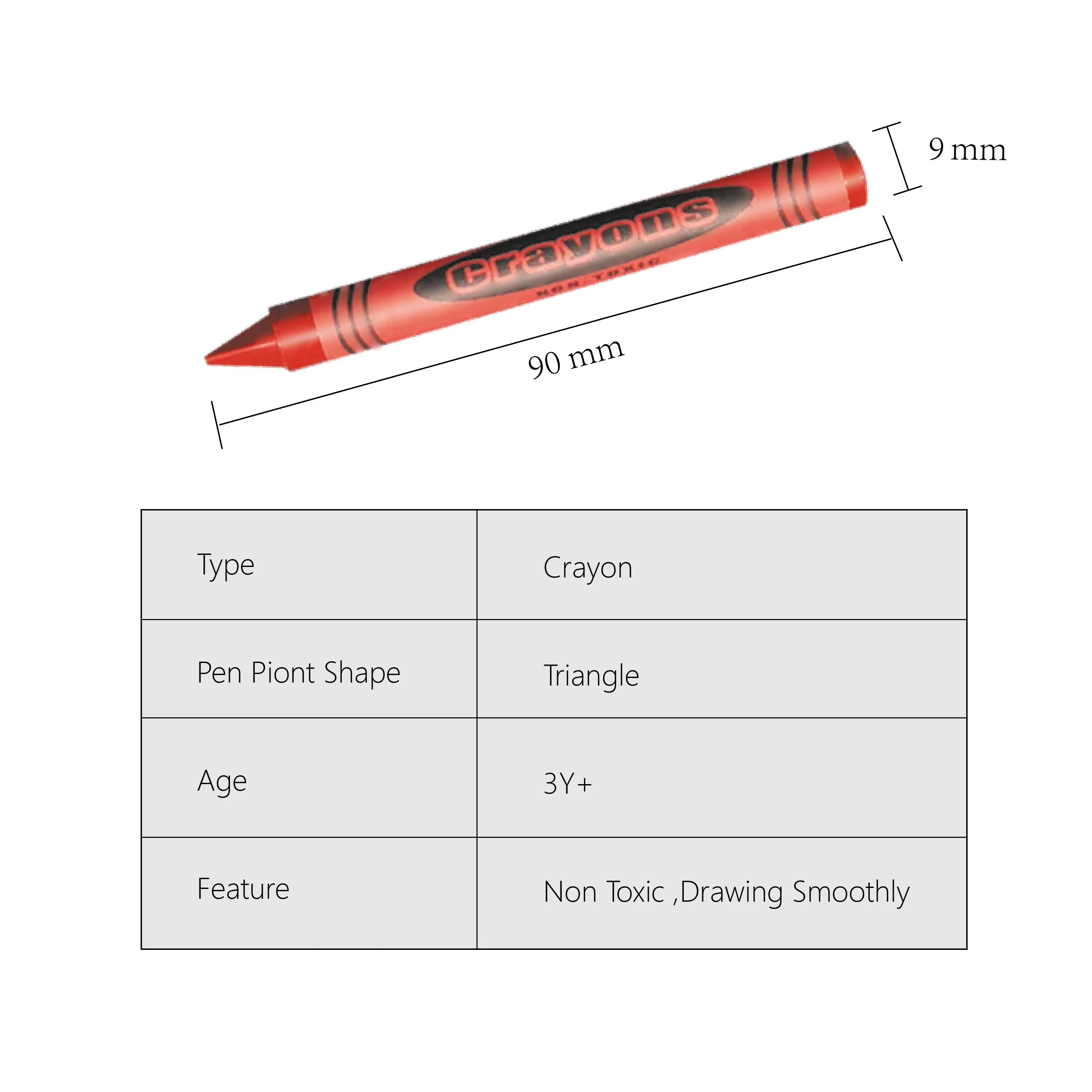 Washable Smooth 8 PCS Non-Toxic Triangle Wax Crayon for Kids