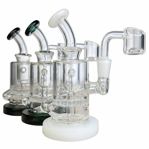 5" Color Trim Honeycomb Incycler Mini Rig Water Pipe Glass Vaporizer Smoking